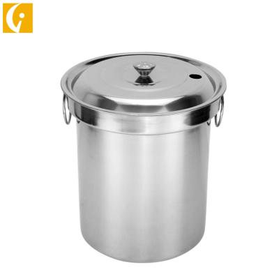 China Sustainable Double Ear Wide Edge 410 Stainless Steel Collection Bucket With Screened Divider And Cover for sale