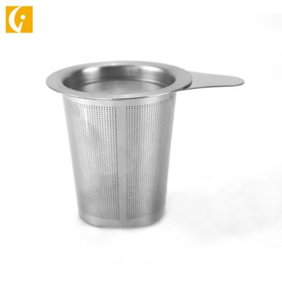 China Good Reusable Reusable 304 Stainless Steel Tea Infuser Basket Mesh Tea Strainer Coffee Filters With Handle Lid for sale