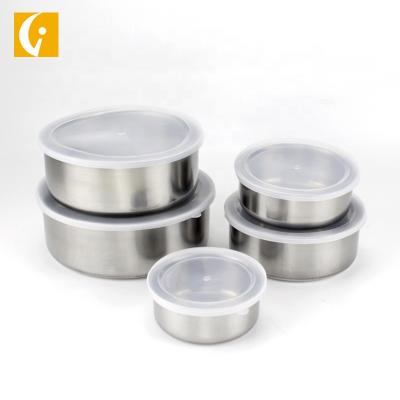 China Leak Proof Sustainable Food Lunch Box 5pcs/set 410 Stainless Steel Fresh-keeping Lunch Box for sale