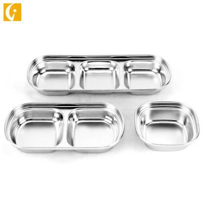 China 304 Stainless Steel Condiment Dish Kitchen Soy Sauce Tray Dip Dish Viable Square Sauce Dish Tableware for sale