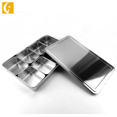 China Kitchen Storage Japanese Style Sustainable Steel Seasoning Box Set Stainless Steel Condiment Spice Box for sale