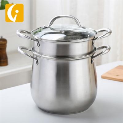 China Sustainable Wholesale High Quality 304 Stainless Steel Pot 2 Tier Stock Couscous Steaming Pot for sale