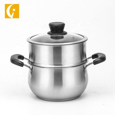 China Sustainable Stainless Steel Steamer And Cooking Pots Double-Layer Food Steamer Pot for sale