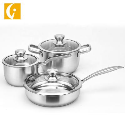 China Sustainable High Quality Korean 304 Stainless Steel Double Bottom Nonmagnetic Saucepan for sale