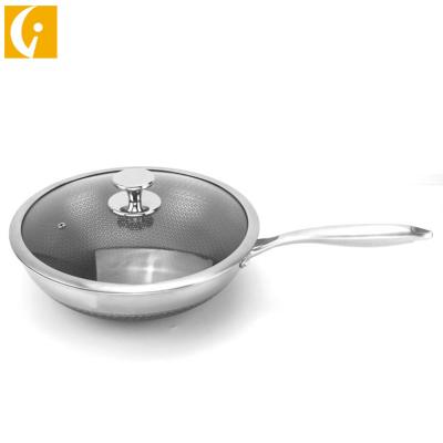 China Viable Triple Bonded 304 Stainless Steel Nonstick Frying Pan, Honeycomb Liner Omelet Pan for sale