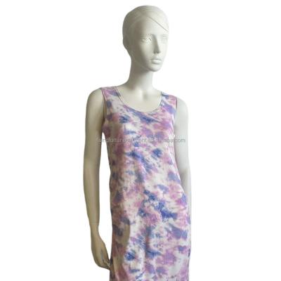 China New Anti-Static Camisole Set Dress Tie Dye Flower Design Side Draw String Midi Dress T-shirt Skirt for sale