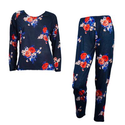 China 2022 Women's Summer Spring Flora Print Rayon Breathable Pajamas Set Long Sleeve Elastic Waist Sleepwear for sale