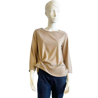 China Solid Women Long Sleeve Sweater Khaki Casual T Shirt Ladies Knitted Loose Pullover for sale