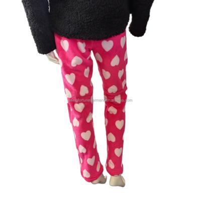 China Waterproof Warmth Coral Velvet Pants /Trousers Casual Pink Color With Soft Pattern for sale