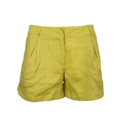 China Breathable popular solid yellow hot pants for girls with belted pocket to embellish short pants for sale