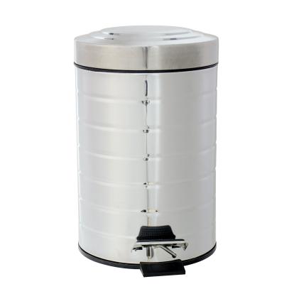 China Sustainable Household Waterproof Double Layer In Stock Round Trash Can Garbage Stainless Steel Stainless Steel Bamboo For Public Park for sale