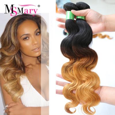 China Body Wave 8A Ombre Hair T1B/4/27 Three Tone Peruvian Body Wave 3 Pcs/Lot for sale