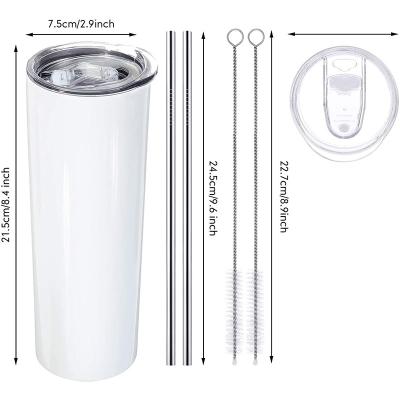 China Northfox Straight Cup Double Wall 16oz 20oz 30oz Disposable Stainless Steel Skinny Slim Tumbler With Straw for sale