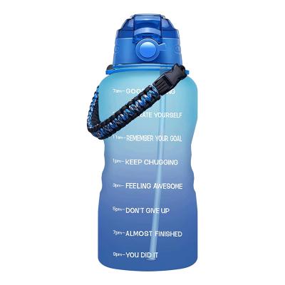 China Sustainable Half Gallon BPA Free And Motivational Sports Water Bottle With Time Marker And Straw for sale