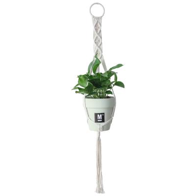 China Cotton Rope Modern Plant Pot Holder Handmade White Macrame Plant Hanger for sale