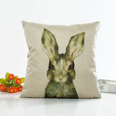 China Watercolor Portable Cotton Rabbits Muslin Bunnies Abstract Cute Animal Rabbit Pillow Art Canvas Blanket for sale