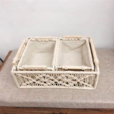 China Nordic Table Top Organizer Basket Large And Small Sustainable Fabric Woven Storage Basket for sale