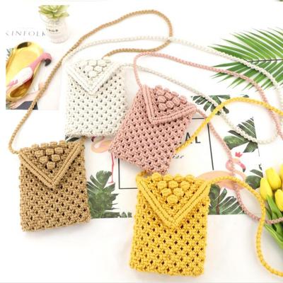 China Rectangle Shape Mini Clutch Purse Weaving Casual Shoulder Bohemian Handbag as Mobile Phone Bags for sale