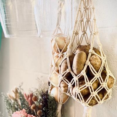 China Minimalist Macrame Storage Product Decor Kitchen Basket Kitchen Organizer Onion Lemon Avocado Hanging Orange Rack for sale