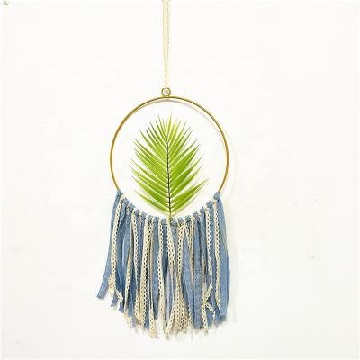 China Tortoise Bohemian Handmade Leaf Interior Dream Catcher with Blue Tassel Wall Hanging for Home Decor for sale