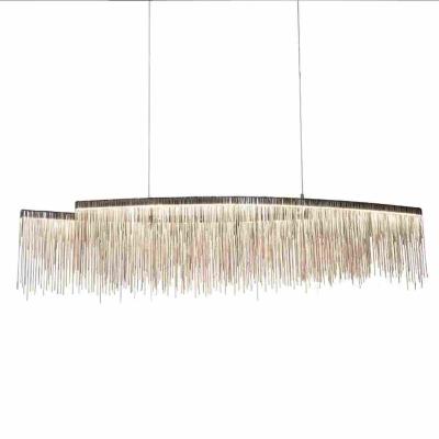 China Modern Led Silver Chandelier Kitchen Dining Table Dining Table Acorn Lamps Modern Copper Long Chain Ceiling Pendant Lighting for sale