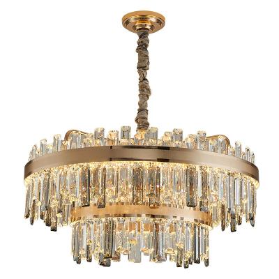 China Luxury Modern Gold Chandelier Lamp K9 Chandeliers Hotel Villa Modern Banquet Decoration Luxury Crystal Pendant Light Lights for sale