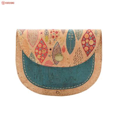 China 100% Sustainable Omen Peacock Blue Cork Fabric Clutch Bag Cork Packaging Cork Bags Eco-friendly for sale