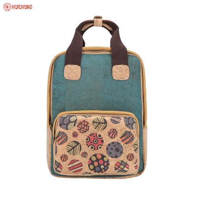 China Good Quality Waterproof Cork Backpack Wholesale Fashion Design Printing Vintage Customized Logo Female Printing Flower Zipper for sale