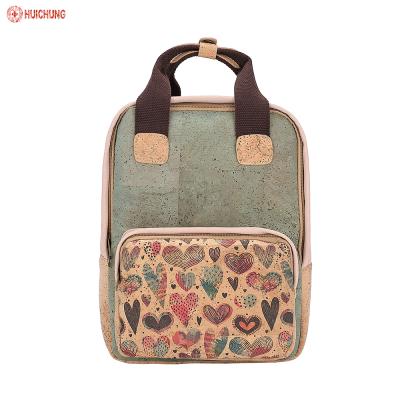 China Tote Bag Backpack Bag Waterproof Style And Elegant Waterproof Cork Natural Women Pink Printing Vintage Customized Logo Female Retractable for sale