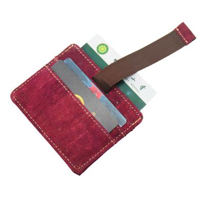 China Anti-theft Fashion Portuguese Leather Front Pocket Red Women's Cork Slim Cork Card Holder Vegan en venta