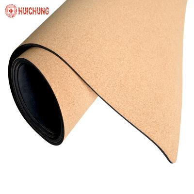 China Custom Print High Density Rubber Anti-Slip Sheet Natural Cork Fabric Cork Mat Yoga Pilates Cork Anti-Slip Mat for sale