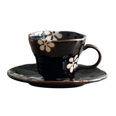 China Viable factory direct wholesale ceramic hand painted cups, coffee cups and saucers set, suitable for cafes for sale