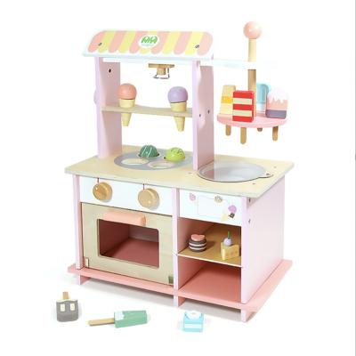 China Pretend Play Kitchen Toy Set Kitchen Toys 2022 For Kids Shop Making Kindergarten Wooden Kids Learning Better Than Gift Set OEM Customized Logo for sale