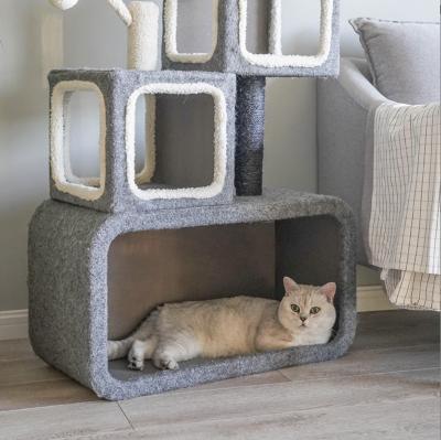 China 2022 Hot Selling Sustainable Amazon Cat Climbing Tower Nordic Cat Tree Set Use For Cat Playing And Sleeping Indoor for sale