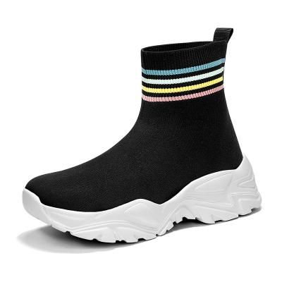 China Cushioning 2022 hot sale thick sole elastic women's shoes women's breathable socks casual shoes for sale