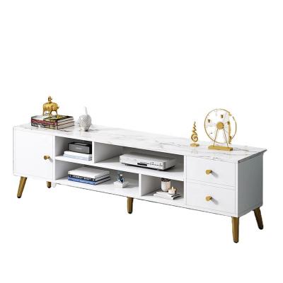 China (Other)Luxury European Adjustable Living Room Furniture TV Stand TV Cabinet Stand Scenography Marble Top With Drawer for sale