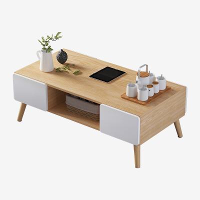 China Nordic side table coffee table (the other) wooden adjustable model coffee table with 4 drawers for sale