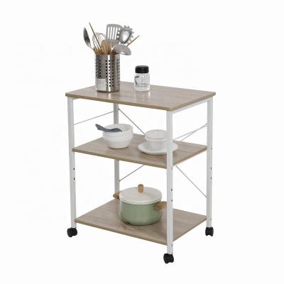 China 3 Tier Kitchen Rack Sustainable Modern Serving Serving Cart With Wheels Microwave Cart With Storage Coffee Station for sale