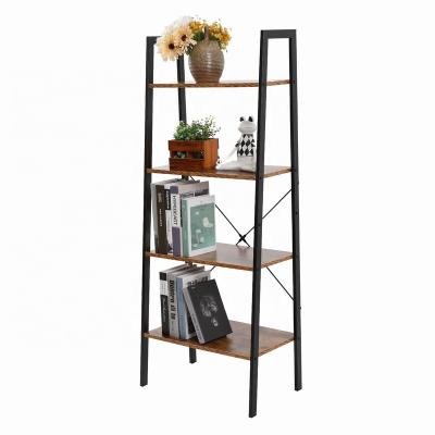 China Industrial Minimalist Vintage 5 Tier Ladder Shelf Metal Bookcase Display Rack And Storage Organizer for sale