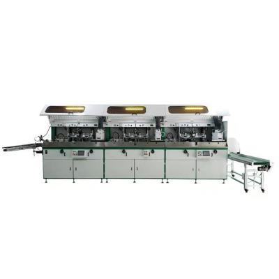 China Hotels Matal-Automatic Three-color Roller Screen Printing Machine Screen Printing Machine For Food Water Cosmetic Chemical Plastic for sale