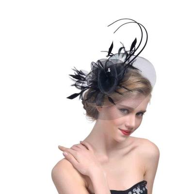 China Latest Plush Hat Ladies Wedding Fascinators Hat Color Women Church Hat Tea Hats Feather Headdress for sale