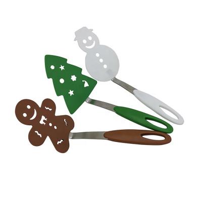 China Viable Christmas Cookie Pancake Turner Spatula 3, Snowman, Gingerbread and Tree Food Grade Set for sale