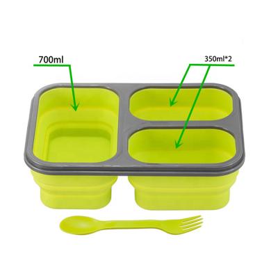 China Sustainable Household Portable Appliances Easy Cleaned Food Grade Silicone Collapsible Lunch Box for sale