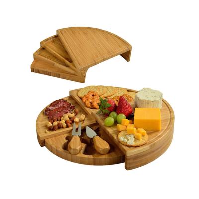 China Sustainable Portable Removable Bamboo Cheese Board With Cheese Tool Kit Kitchen Tools for sale