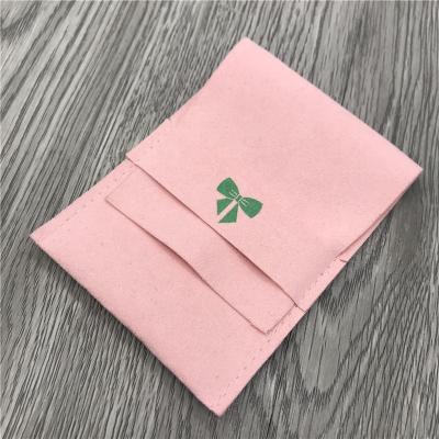 China Jewelry Packaging Custom Printed Luxury Suede Leather Envelope Gift Pouch With Flap For Jewelry for sale