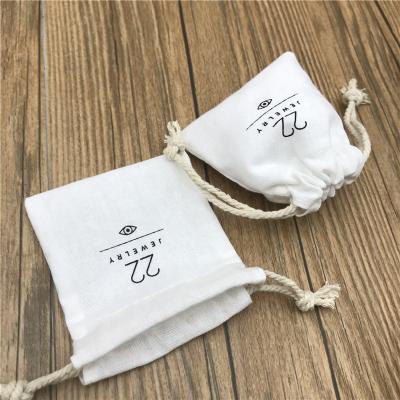 China Small Drawstring Cotton Muslin Recyclable Advertising Bag for sale