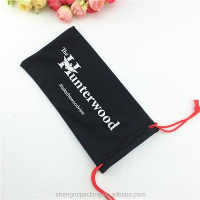 China Black Drawstring 9*18cm Microfiber Monocle Pouch Bag With PP String for sale