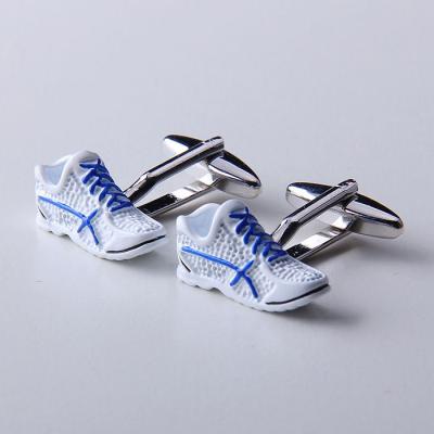 China For Mens Funny Custom Color 3D White Copper Sports Sneakers Cufflink For Mens Shirts Or Promotions Gifts for sale