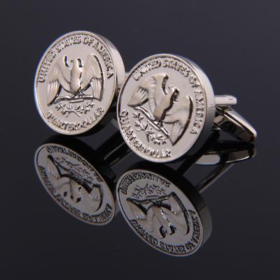 China Novelty Cuff Link Perfect Custom Coin Silver Color Cufflink Full for sale