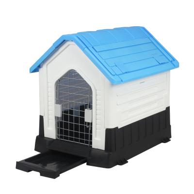 China Breathable Easy To Set Up Collapsible With Toilet Water Proof Plastic Kennel Large Pet Outdoor Kennel for sale